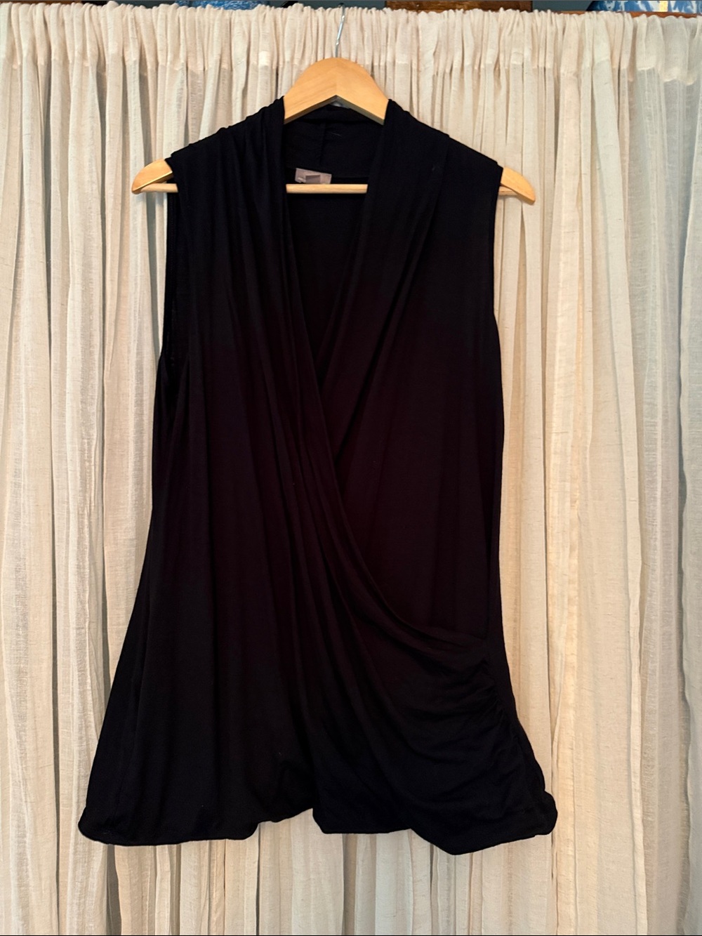 J. Jill Black Sleeveless Faux-Wrap Camisole